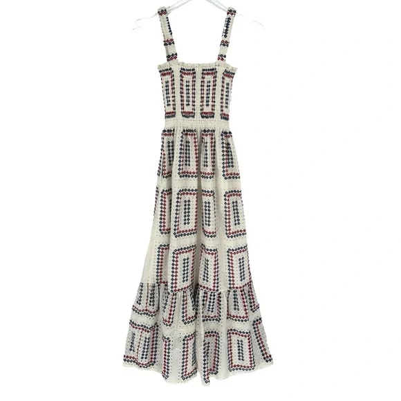 Hill House Anjuli Red, White and Blue Eyelet Maxi Dress - Picture 6 of 12